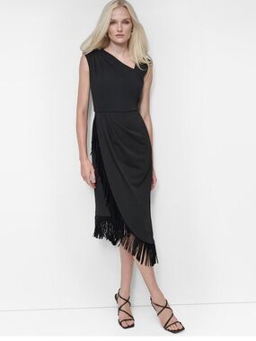 DKNY Women's Asymmetrical Fringe-Hem Cocktail Dress